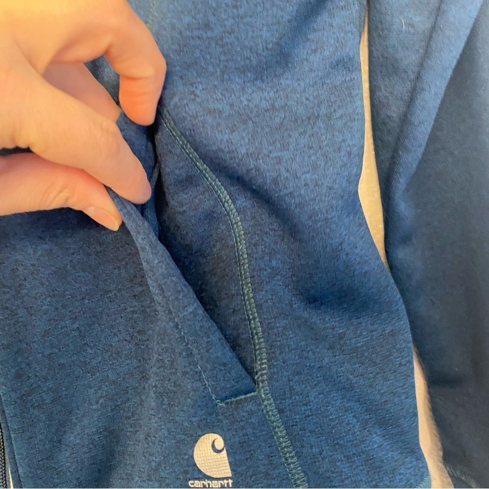 Carhartt womans fleece lined zip up jacket embroidered logo front teal blue M - Picture 12 of 13